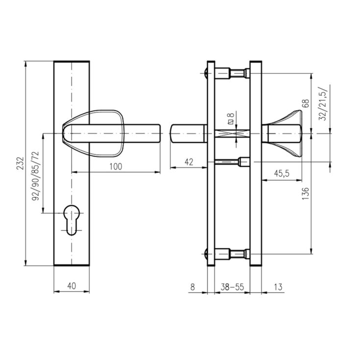 Фурнітура захисна ROSTEX R1/R4 - Інтернет-магазин Locksmith, креслення